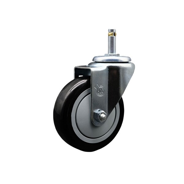 4'' Black Polyurethane Wheel Swivel 7/16'' Grip Ring Stem Caster